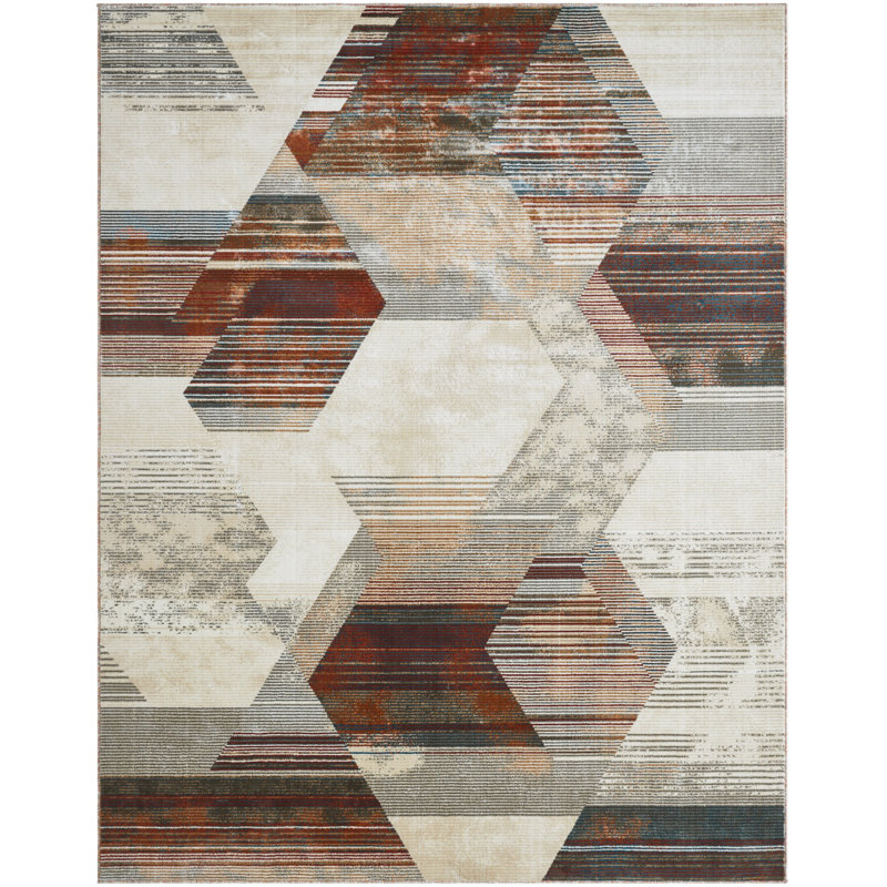 Finke Terracotta Prism Area Rug, Rectangle 8'6" x 11'6"