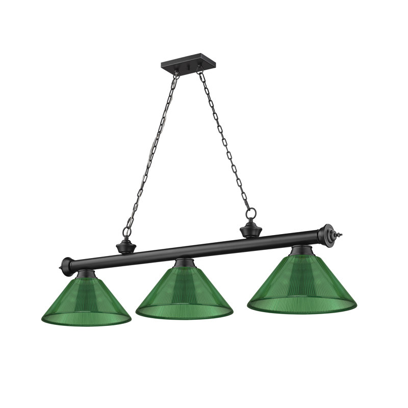 Luminaire suspendu linéaire 3 lumières Annaleisa, Noir mat, Fumée
