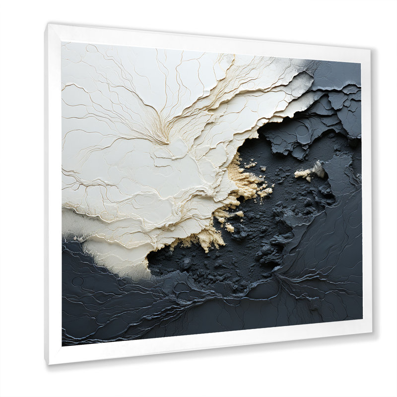 Minimalism Paint Wave III - Coastal Wall Art, Picture Framed, 24" H x 24" W, White