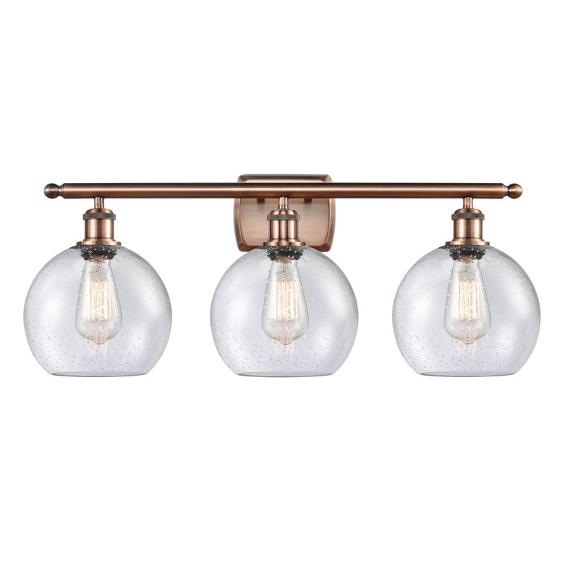 Éclairage de salle de bain à intensité variable à 3 lumières Baptista, Ampoule DEL 6 watts Vinage, Transparent craquelé
