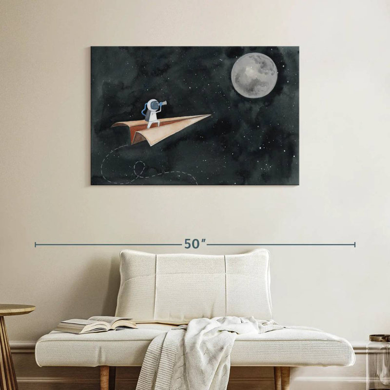 Avion en papier jusqu'à la lune, H 26 po x l 39 po