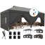 Quictent 3x6m Pop Up Gazebo with Central Lock, Heavy Duty Outdoor Canopy Tent with Mesh Window Sides, Portable Event Shelter for Backyard, Parties, Camping-Grey-125331241
