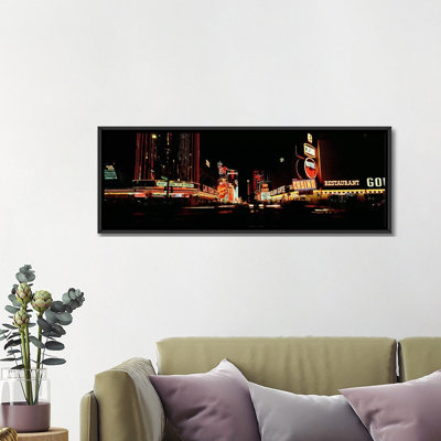 «Las Vegas Nevada Downtown Neon, Fremont St.» «Panoramic Images», reproduction sur toile tendue sur châssis 1 pièce