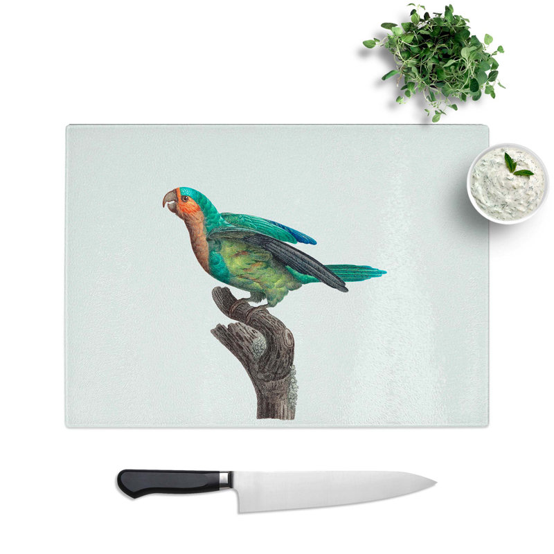 Tempered Glass a Parakeet Chopping Board, 39 cm W x 28.5 cm L