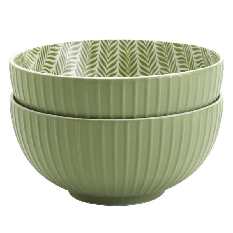 Ensemble de bols en grès 58 oz avec étoiles Infuse, Vert