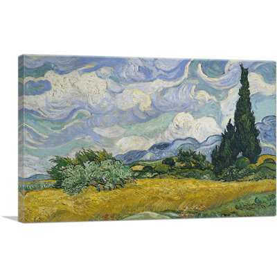 «A Wheatfield With Cypresses 1889» par Vincent Van Gogh - peinture sur toile tendue