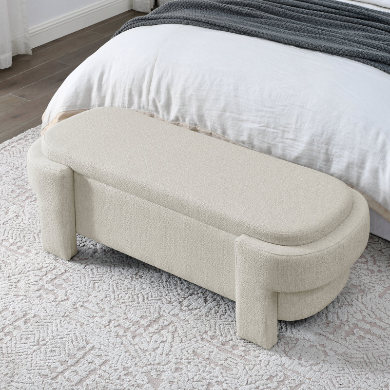 Kamrul Upholstered Storage Bench, Beige