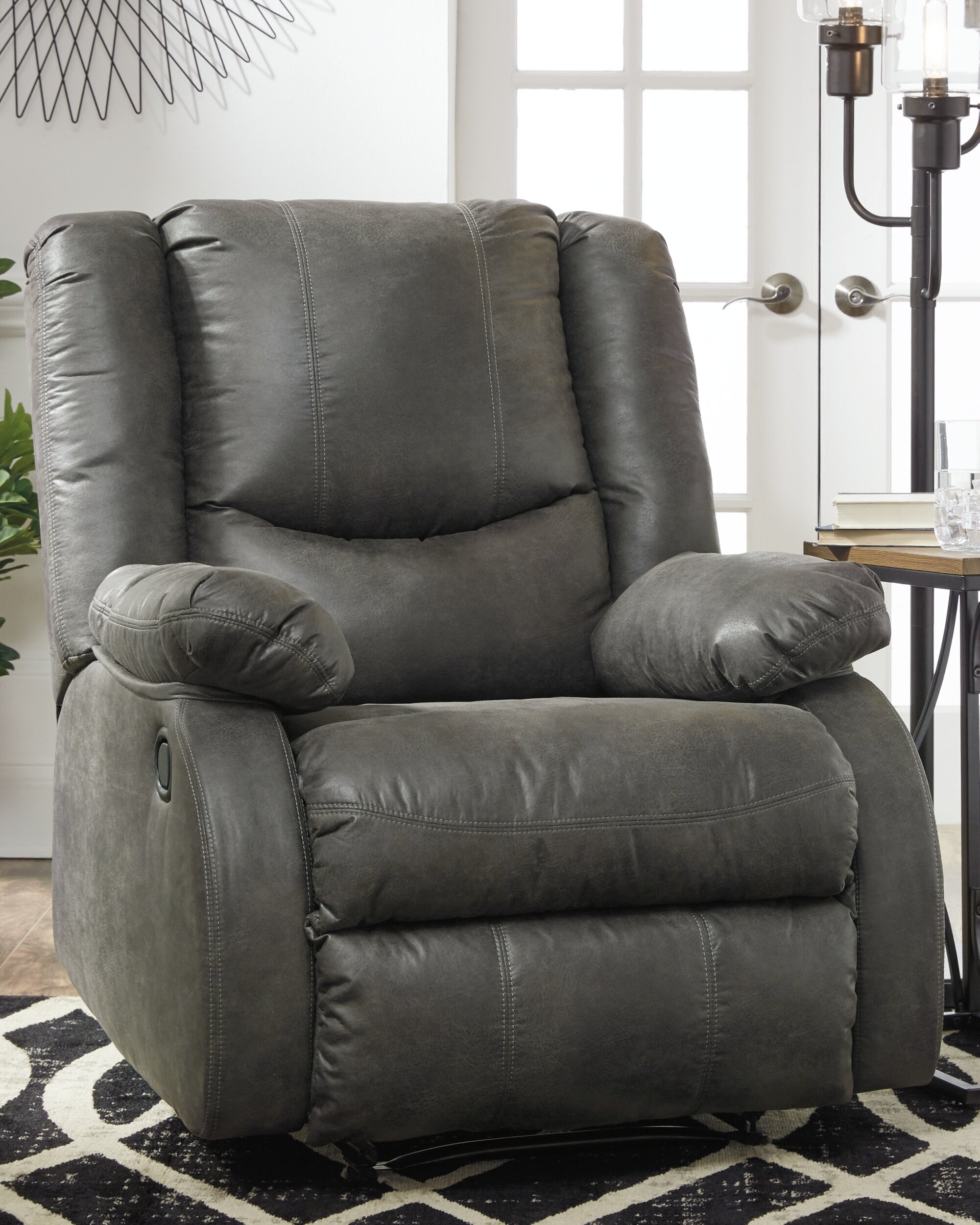 Arland Contemprary Faux Leather Pillow Back Recliner Lark Manor Upholstery Color: Gray Faux Leather