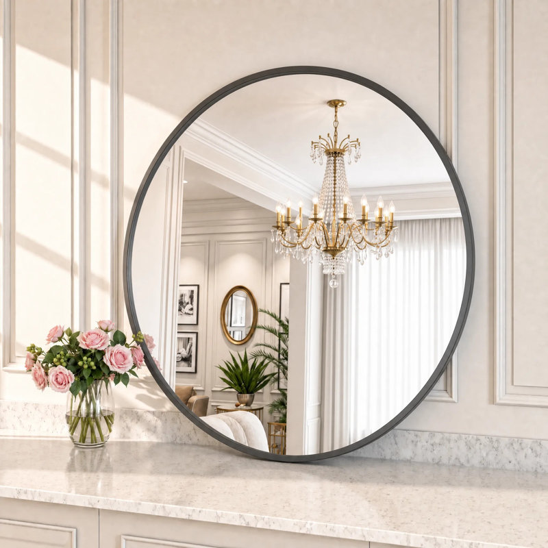 Miroir de salle de bain Lunara, 20 po x 20 po, Noir