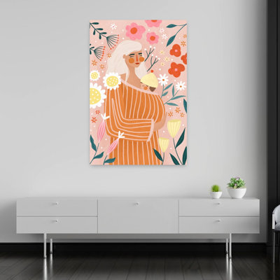 Blooming Motherhood Contemporary Modern Peaceful Flower Nature Wall Art Print by Bea Muller - Wrapped Canvas Print