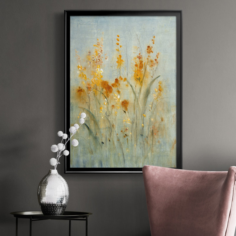 " Spray Of Wildflowers II ", Black, 24.5" H x 18.5" W x 1" D