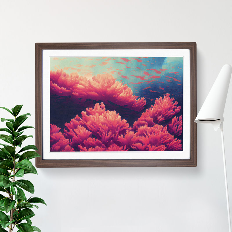 XH1022-2350X Coral Reef Vol.1 - Single Picture Frame Print, 46cm H x 64cm W x 2cm D, Walnut