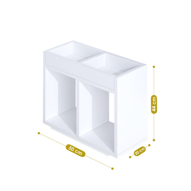 Stylish White Bookshelf with Metal Legs, 19.7 x 17.3 x 7.9 inches | 100% Melamine Coated Particle Board, Thickness: 0.7 inches | Wall-Mountable Design, Multiple Shelves for Home & Office Organization