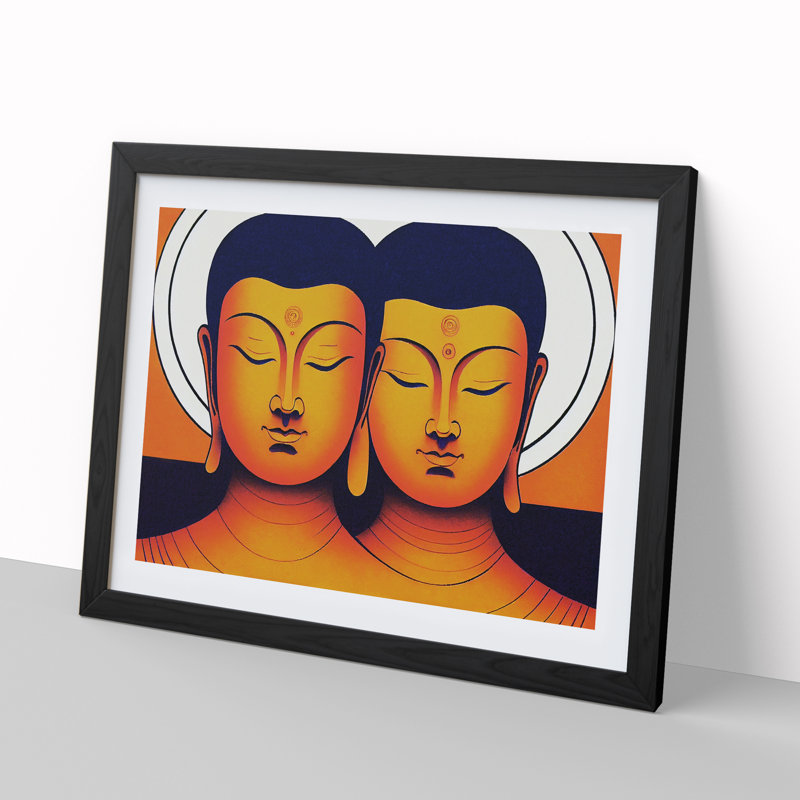 Two Buddha - Framed Print, Black Framed, 46cm H x 64cm W x 2cm D