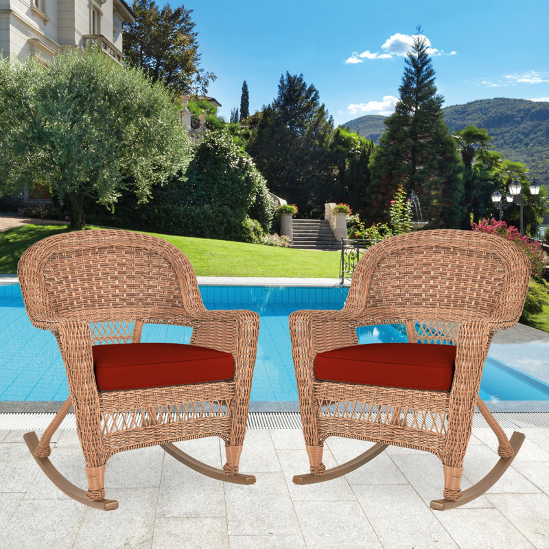 Chaise berçante en osier Raenesha, Miel, Rouge-orange