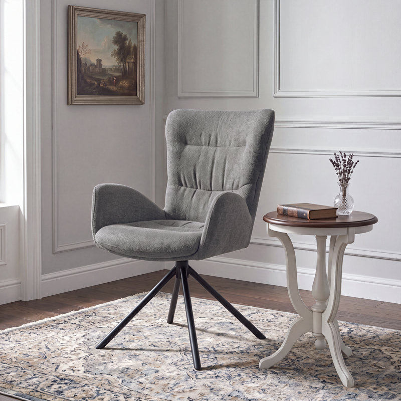 Upholstered Swivel Accent Chair with Tufted Seat, Grey