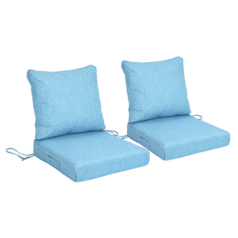 Outdoor Water-resistant Deep Seat Cushion Set, 24" W x 24" D, Lake Blue