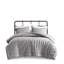 Édredon double / grand 3 pièces gris, bourre 350 g / m², lavable à la machine, 2 taies décoratives grises, motif, inclus