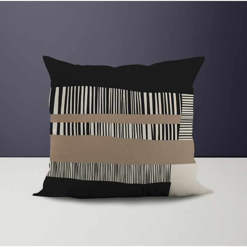 Chamu Polyester Throw Square Indoor/Outdoor Throw, Beige/Black, 20" x 20"