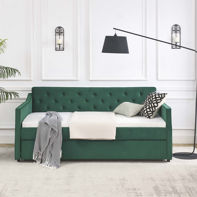Twin Size Daybed with Twin Size Trundle, Green
