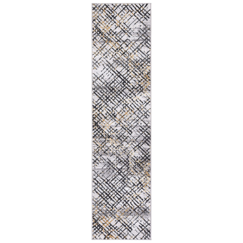 Tapis gris / doré Minyard 275, Tapis de couloir 2 pi x 8 pi