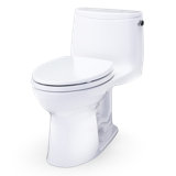 TOTO Ultramax One-Piece Elongated 1.28 GPF Universal Height Toilet with CEFIONTECT and SS114 SoftClose Seat, Sedona Beige - MS608114CEFG#12