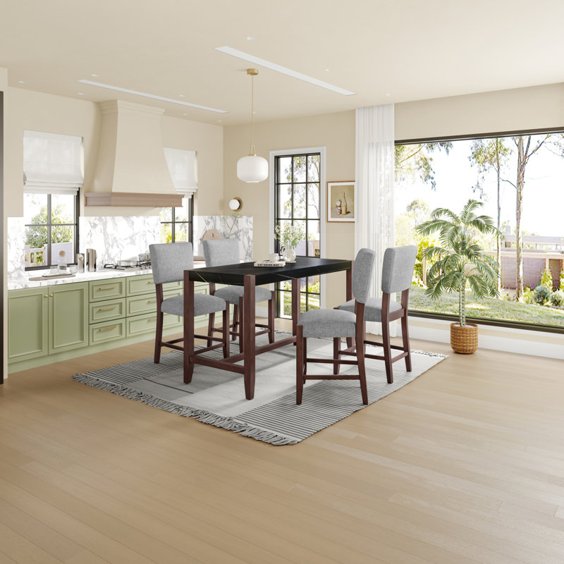 Space-saving Mid-century Modern Dining Set, Rubber Wood, Ideal For Compact Spaces