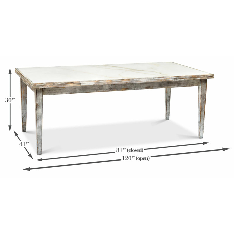 Beige Rectangular Extendable Marble Top Dining Table