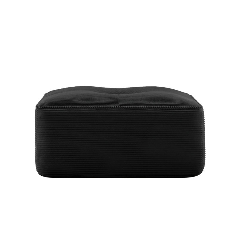 Corduroy Compression Ottoman For Living Room – Footrest, Spare Seat & Decorative Accent, Black