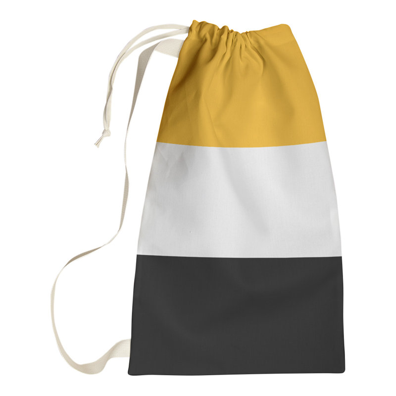 Fabric Laundry Bag with Handles, 29" H x 18" W x 1.5" D, Pittsburgh Gold/White/Black