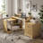 Fluted L-Shaped Home Office Desk With File Drawer & Built-In Charging Station