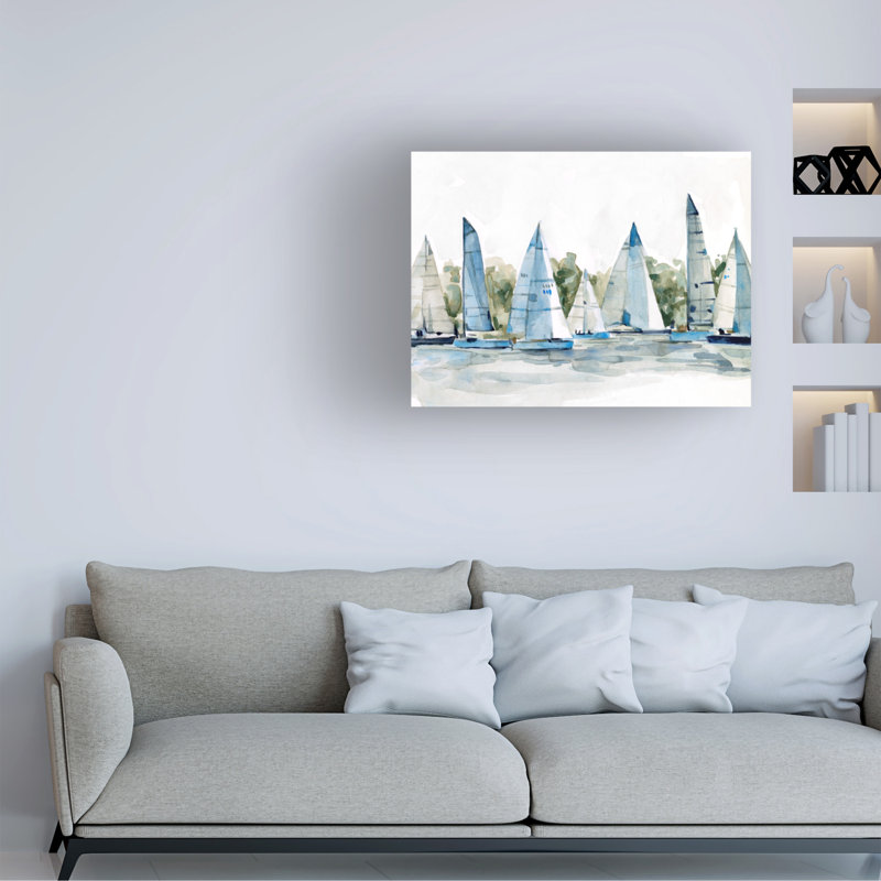 «Pastel Marina I» par Emma Scarvey - peinture sur toile tendue, H 35 po x l 47 po x P 2 po