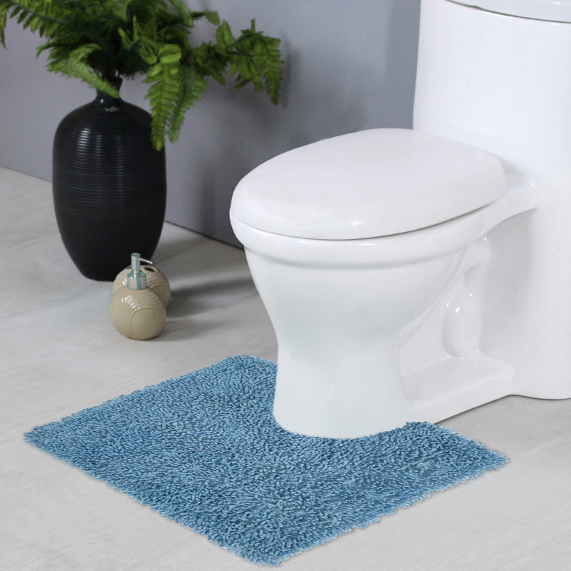 Tapis en U 100% coton lavable à la machine ou avec contour en latex Fantasia, Bleu