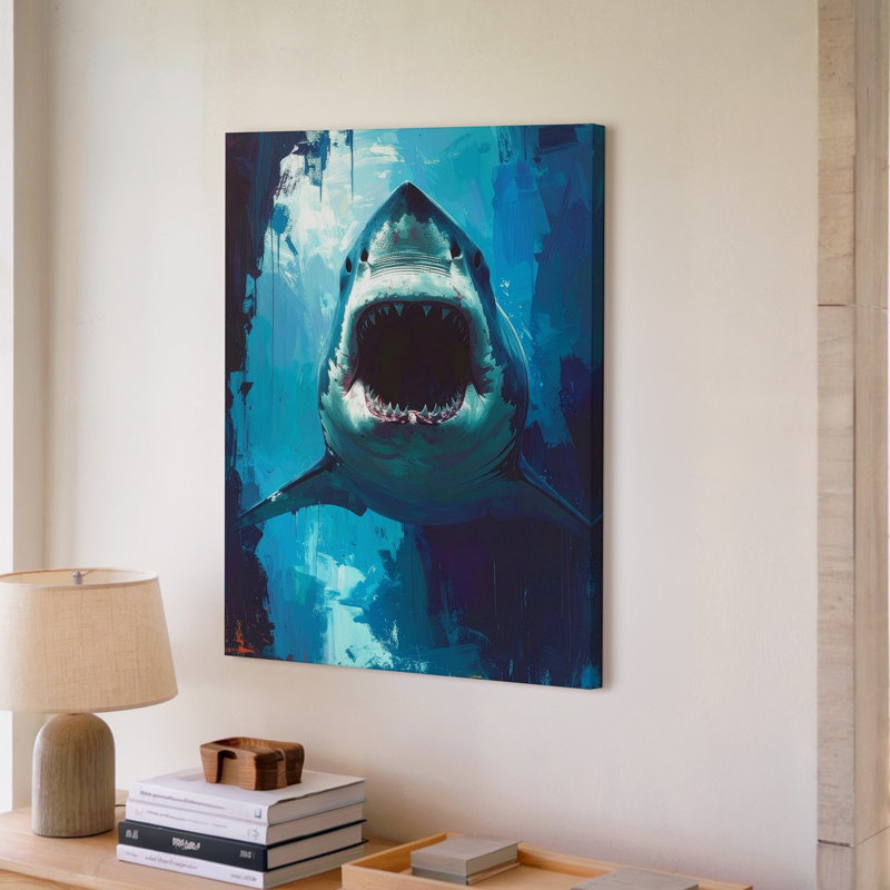 Toile grand requin blanc, H 30 po x l 20 po