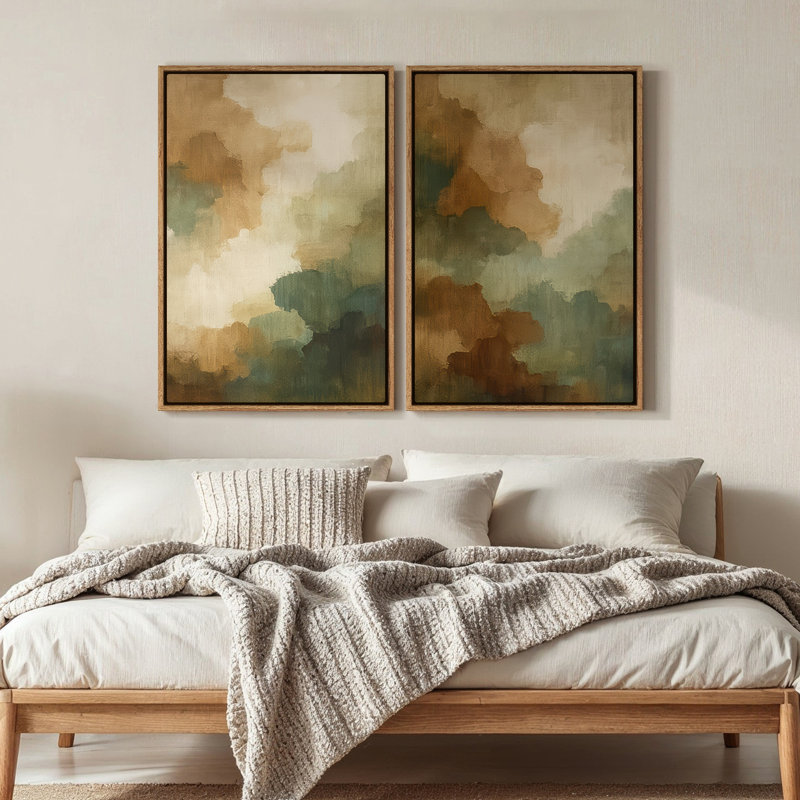 Framed Canvas wall Art, Vintage Abstract Wall pirnts for Bedroom, Natural, 24" H x 16" W