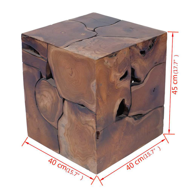 Bohl vidaXL Solid Teak Wood Stool, Versatile Footrest/Side Table, 15.7" x 15.7" x 17.7"