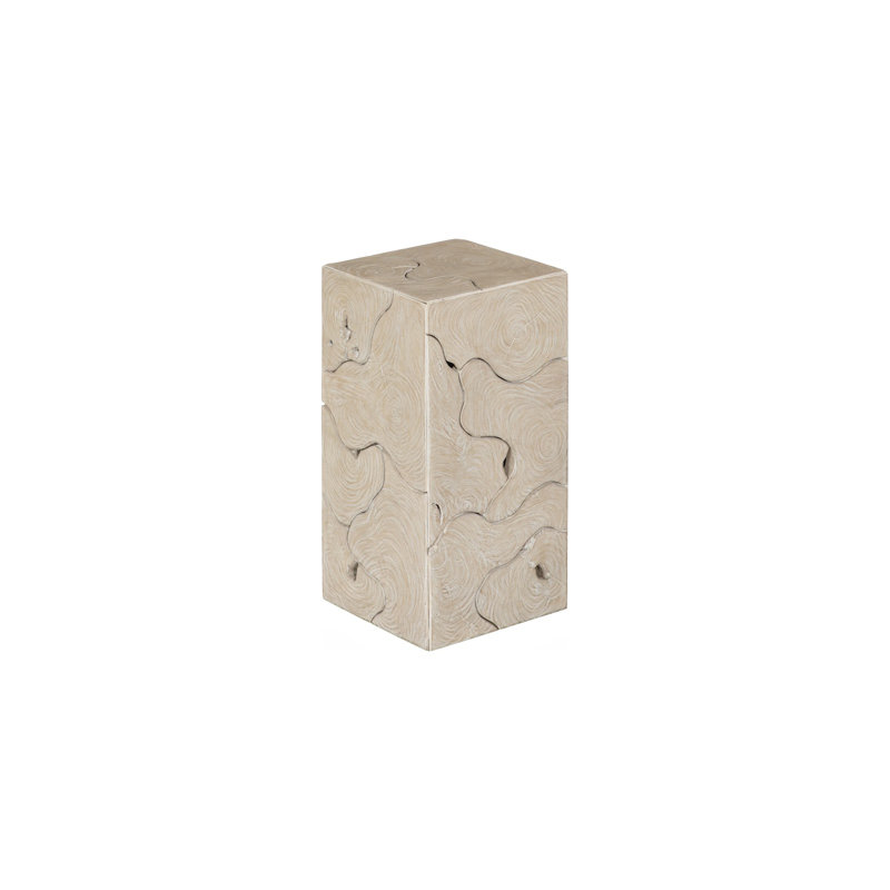 Teak Slice Pedestal, Square, Oat Finish, SM