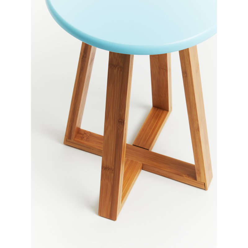 Adair Solid Wood Accent Stool, Blue