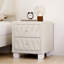 Élégante table de chevet en velours avec 2 tiroirs et poignée en cristal, table de chevet avec capitonnage à boutons, beige-618387433