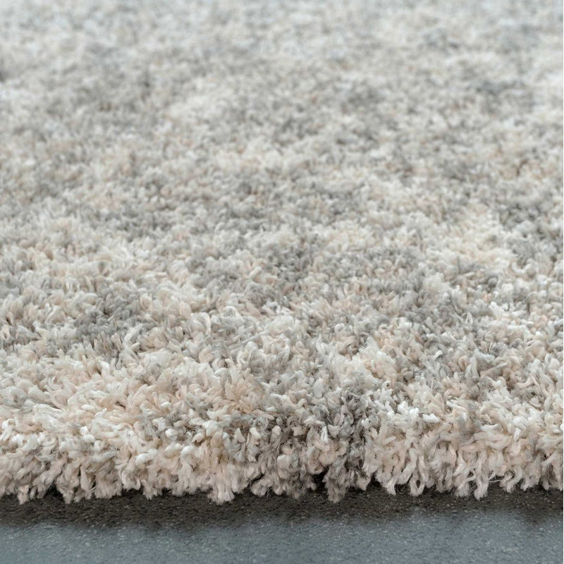 Doniece Light Grey Shaggy Rug Soft Fluffy Deep Pile Mottled Warm Bedroom Mat, Rectangle 60 x 110cm