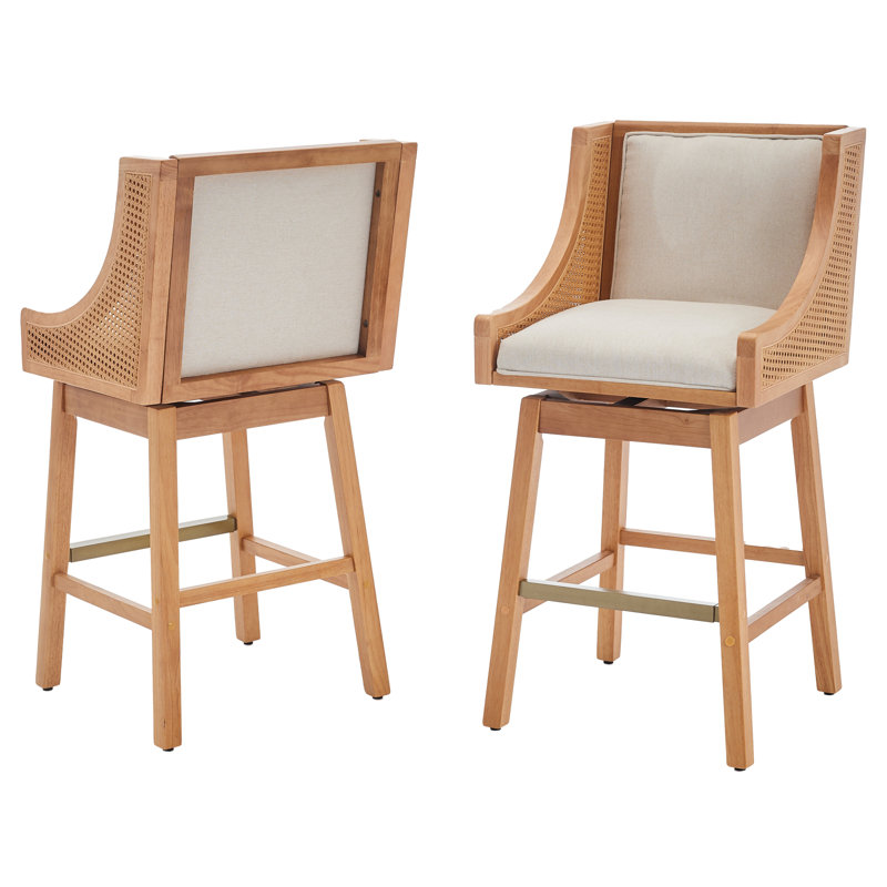 Tabouret de comptoir rembourré Baison, Beige