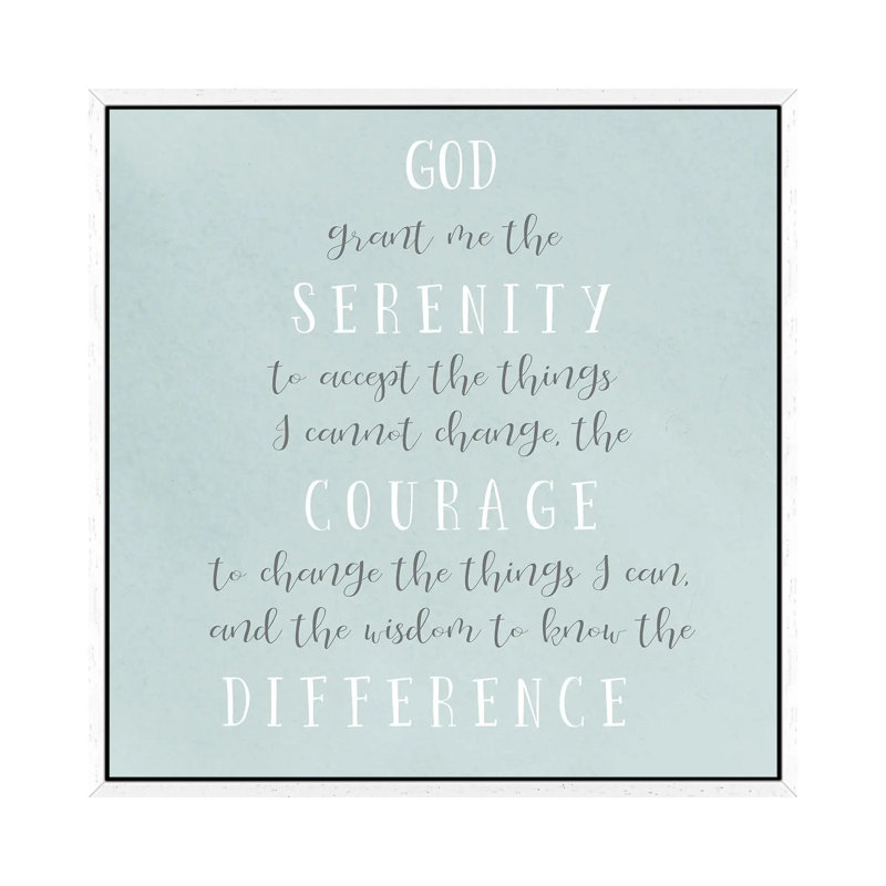 Serenity Prayer - Print on Canvas, White Framed, 66.04 cm H x 66.04 cm W