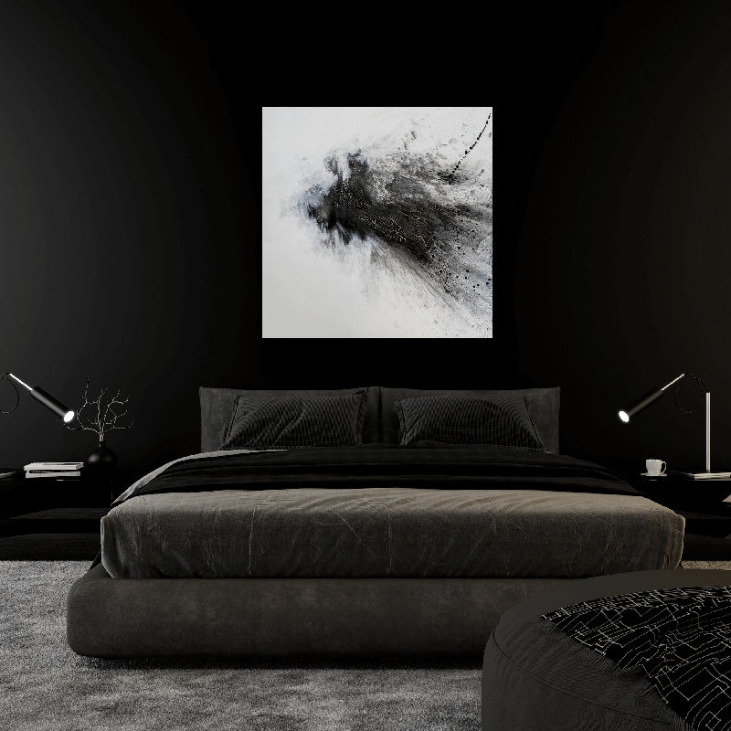 Black & Gray IV by John Beard, 40" H x 40" W x 1.5" D, Unframed Canvas