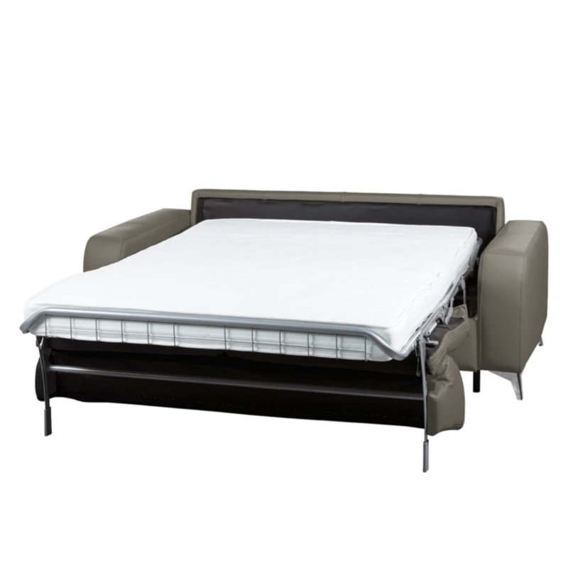 Kitt Genuine Leather 2-Seat Fold-out Sleeper Sofa, Gray