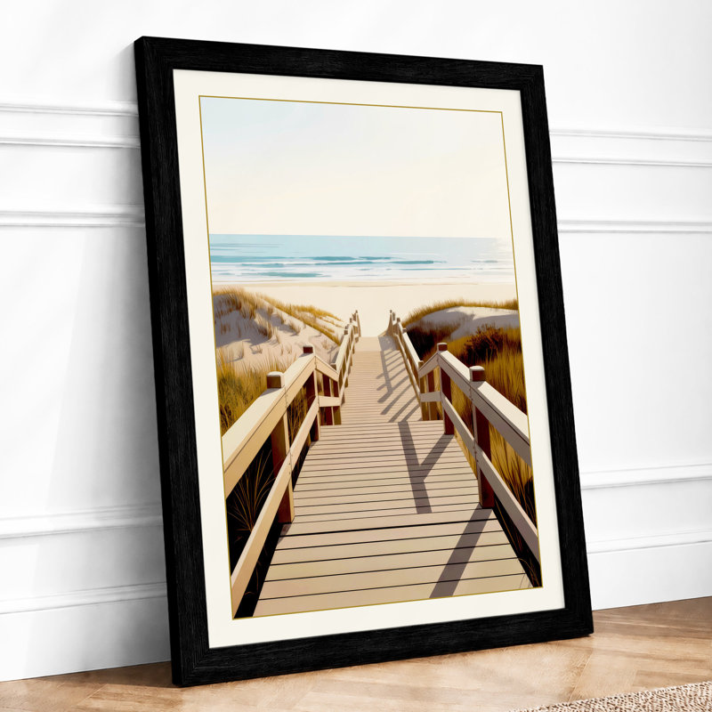 Boardwalk To Shore Coastal - Print, Black, A4 - 29.7 x 21.0 cm