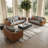 Modern Orange Faux Leather 83.4" Sofa With Streamlined Silhouette