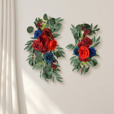 2Pcs Artificial Wedding Arch Flower Welcome Flower Row Lintel Flower Water Brand Flower Fake Flower for Wedding Party Coffee Shop Hotel Decoration