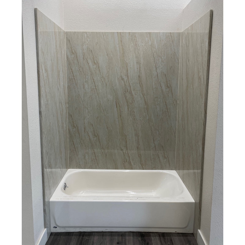 Polymarm 72" W 60" H 33" D Three Wall Composite Tub Wall Panel Surround - 72" Backwall with Seam, Diana Reale