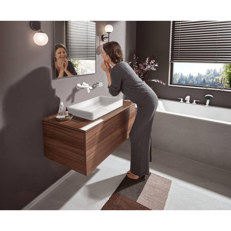 Garniture de baignoire romaine à 4 trous avec douche à main 1,75 GPM Hansgrohe Vivenis, Blanc