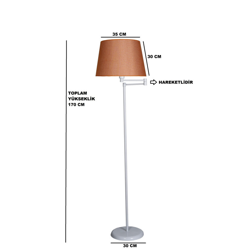Lampe sur pied 67 po Darella, Orange, Blanc